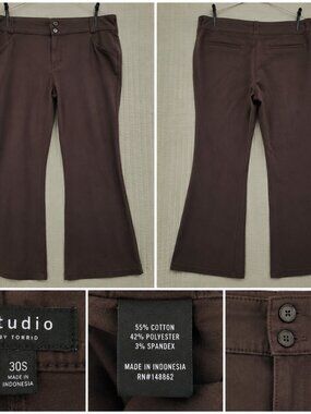 Torrid Studio Trouser Bootcut Ponte Pants Brown Size 30 Short Hemmed